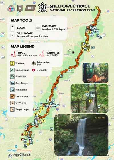 Sheltowee Trace Trail Map Sheltowee Trace National Recreation Trail